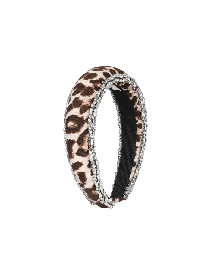 Women Zimmermann Hair Accessories Linen Rhinestone Headband Chocolate Leopard