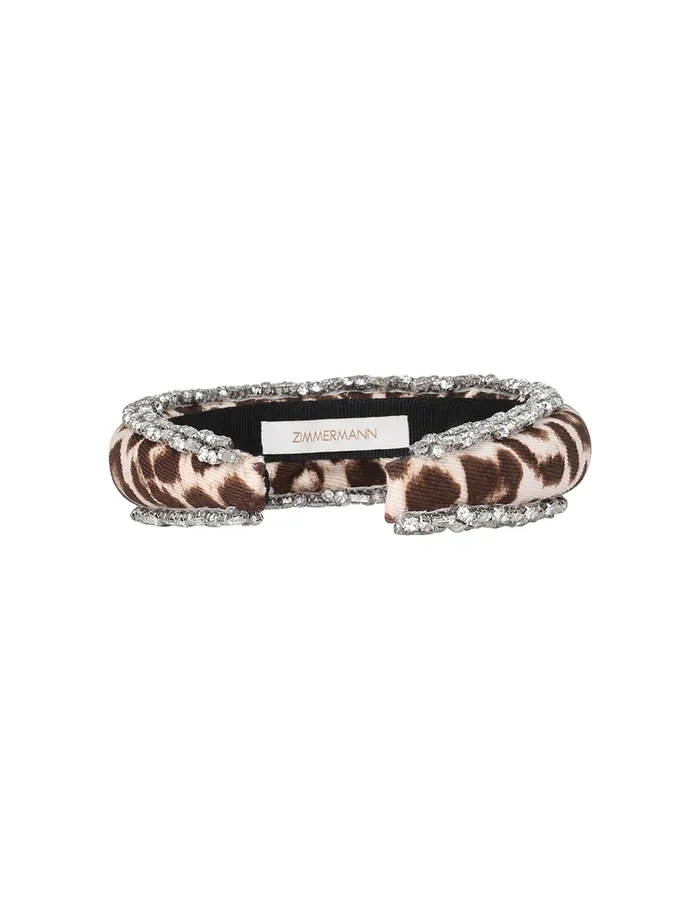 Women Zimmermann Hair Accessories Linen Rhinestone Headband Chocolate Leopard