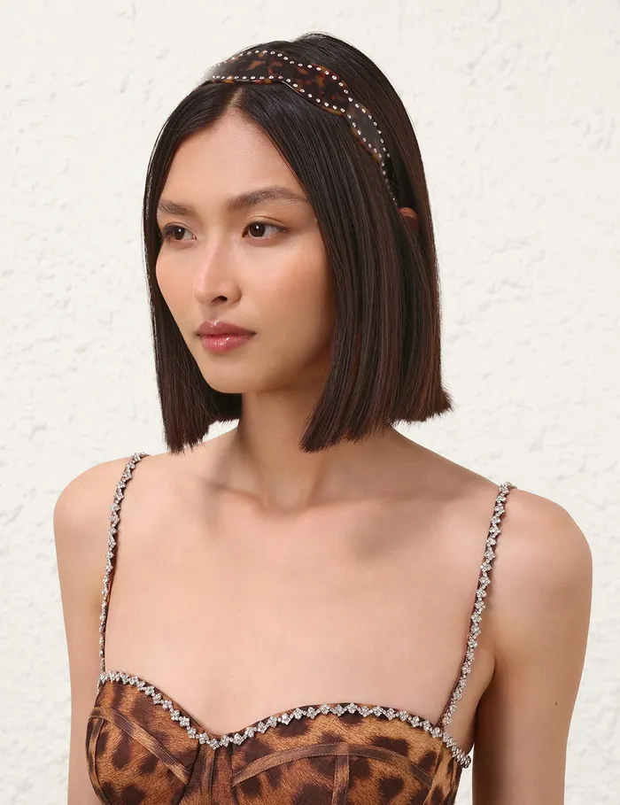 Women Zimmermann Hair Accessories Rhinestone Headband Havana