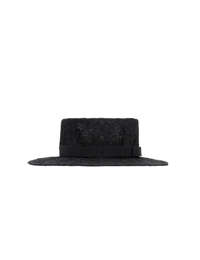 Women Zimmermann Hats Lace Boater Black