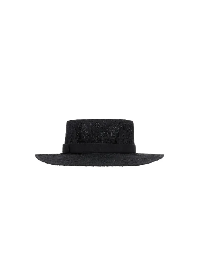 Women Zimmermann Hats Lace Boater Black