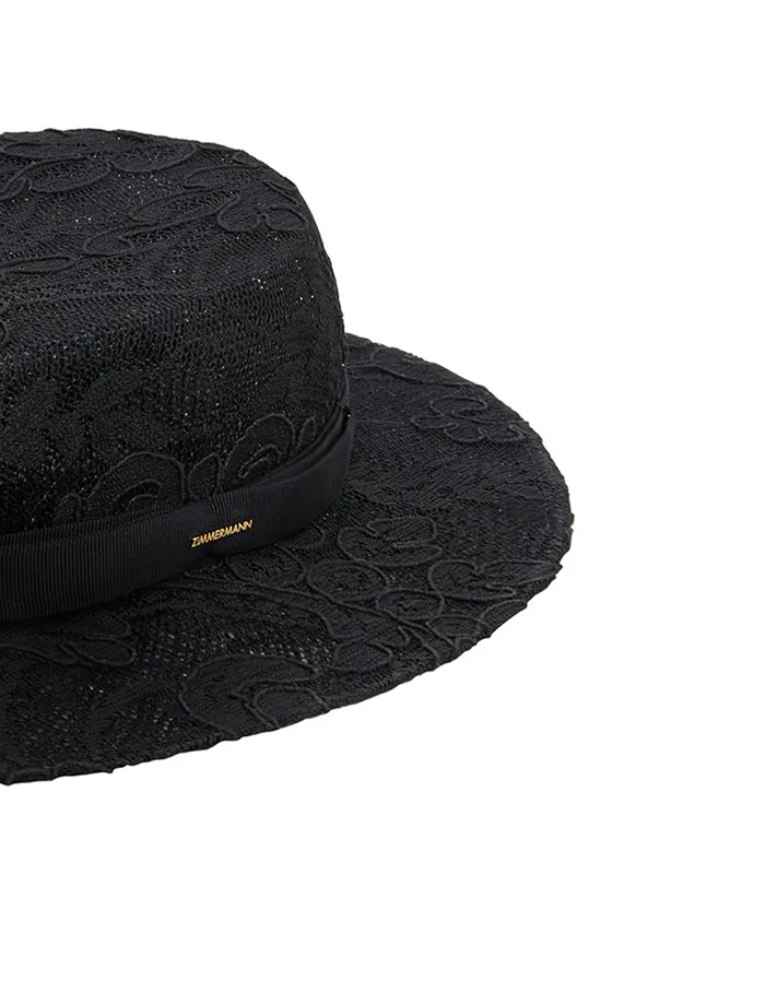 Women Zimmermann Hats Lace Boater Black