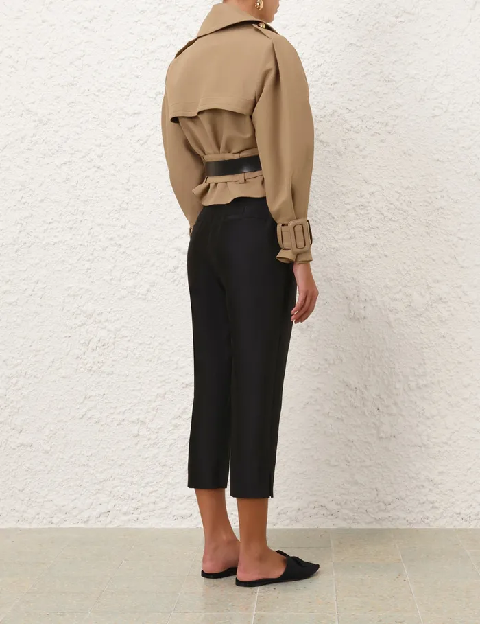 Women Zimmermann Jackets and Coats Crush Cropped Trench Coat Khaki