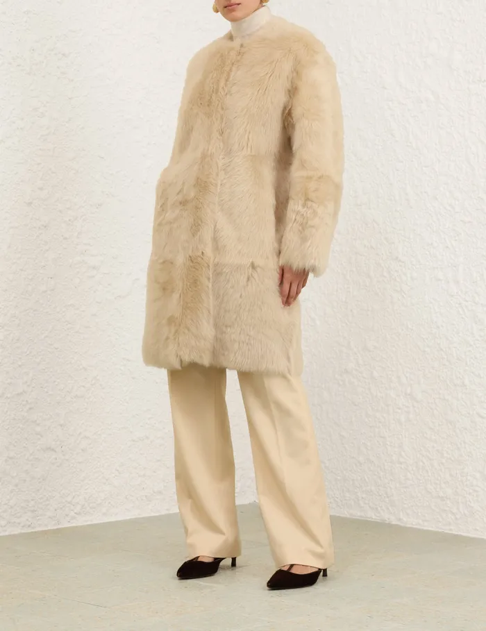 Women Zimmermann Jackets and Coats Illustration Shearling Coat Cream