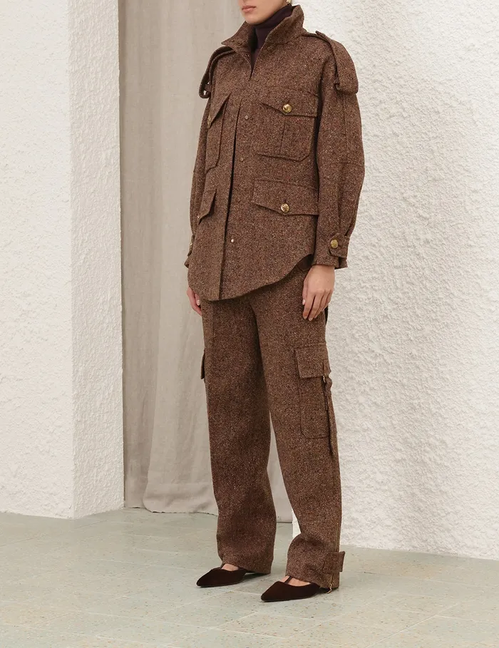 Women Zimmermann Jackets and Coats Illustration Tweed Jacket Brown Multi
