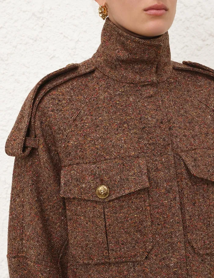 Women Zimmermann Jackets and Coats Illustration Tweed Jacket Brown Multi