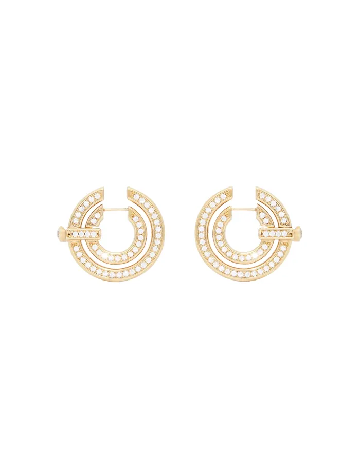Women Zimmermann Jewellery Halo Pave Hoops Gold
