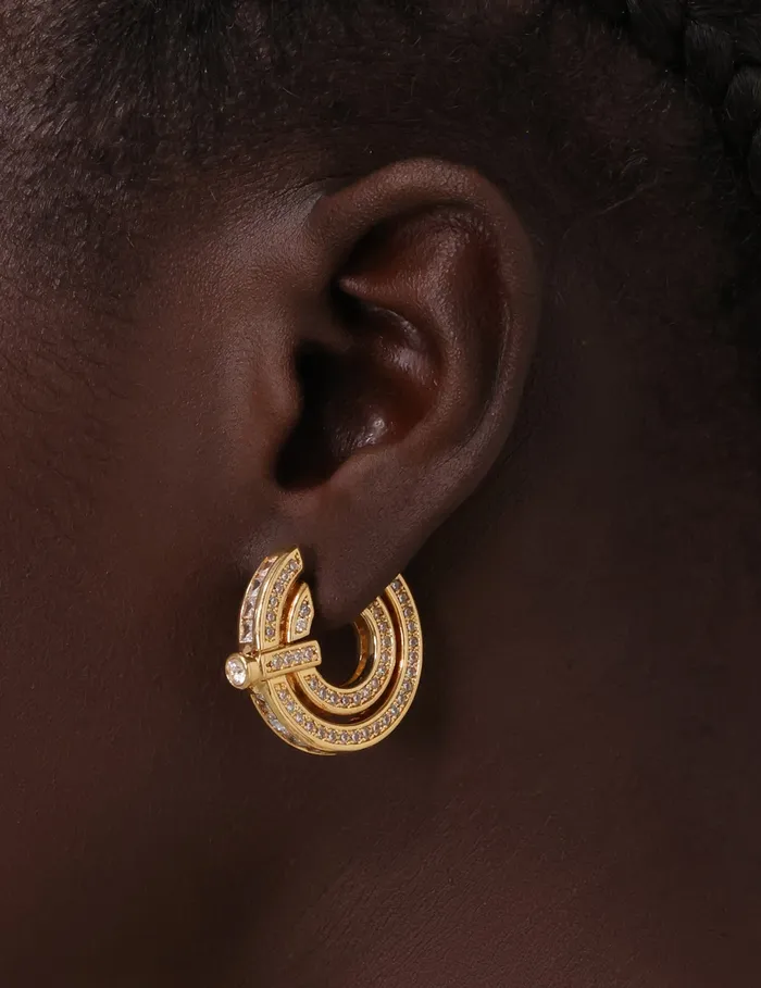 Women Zimmermann Jewellery Halo Pave Hoops Gold