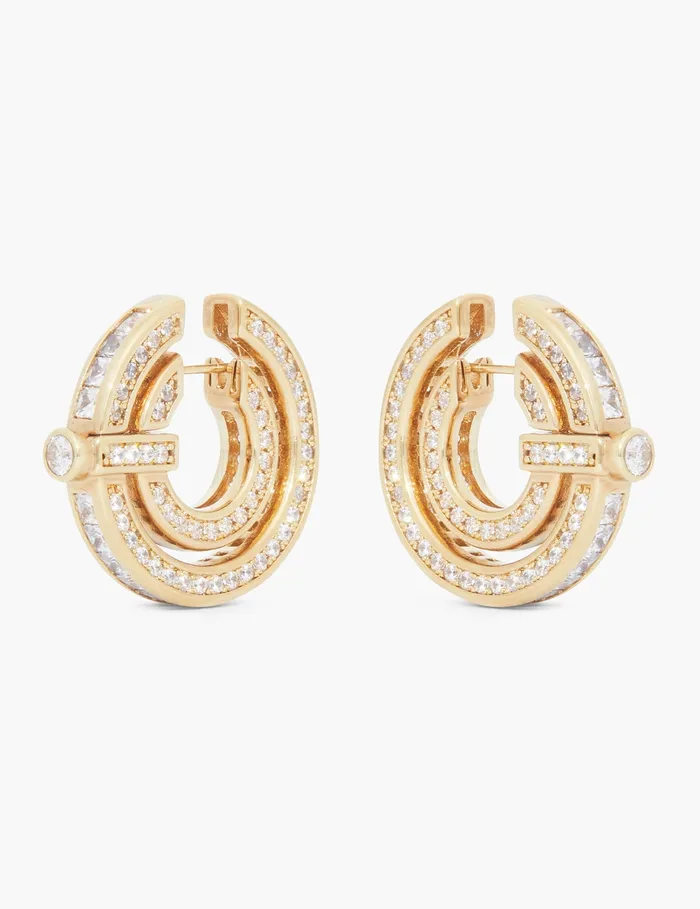 Women Zimmermann Jewellery Halo Pave Hoops Gold
