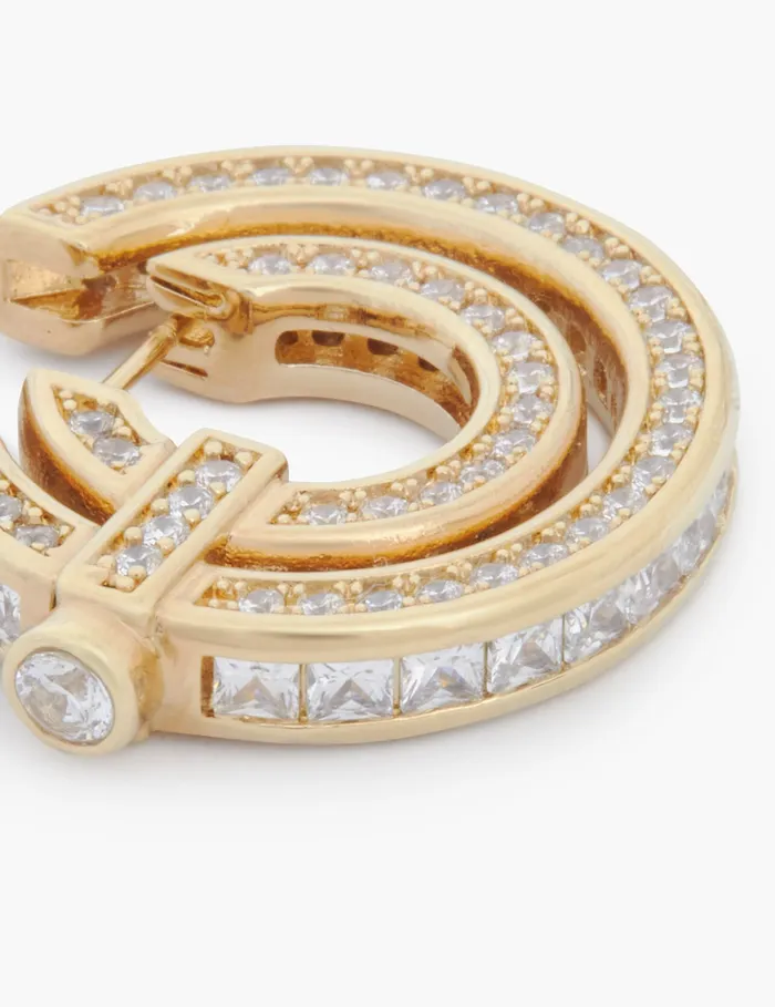 Women Zimmermann Jewellery Halo Pave Hoops Gold