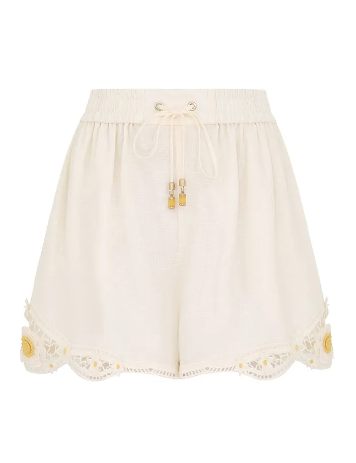 Women Zimmermann Shorts and Pants Everley Flower Trim Short Ivory