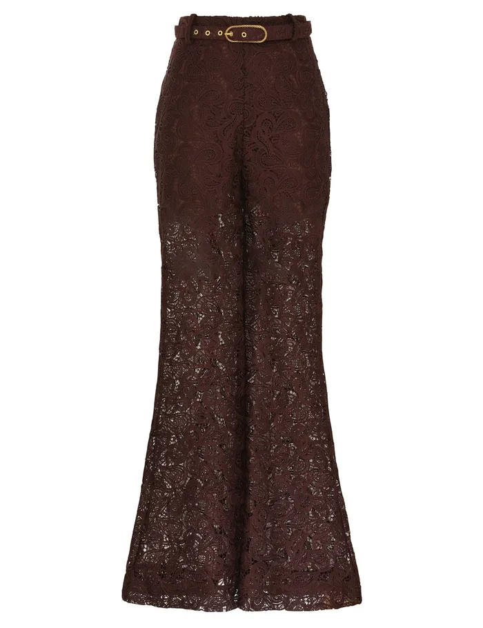 Women Zimmermann Shorts and Pants Illustration Lace Flare Pant Chocolate