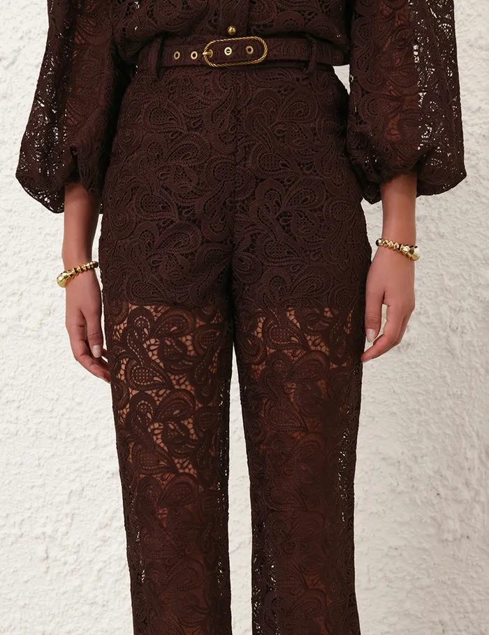 Women Zimmermann Shorts and Pants Illustration Lace Flare Pant Chocolate