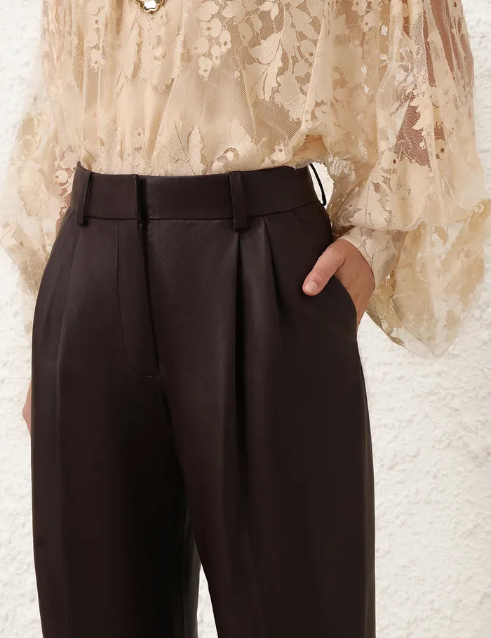 Women Zimmermann Shorts and Pants Illustration Leather Pant Mahogany