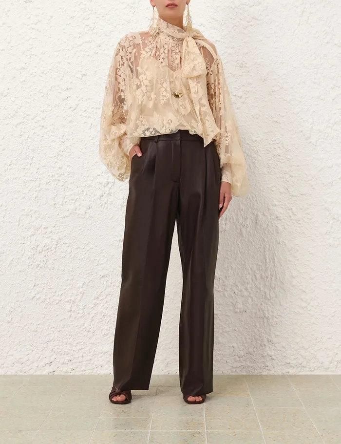Women Zimmermann Shorts and Pants Illustration Leather Pant Mahogany