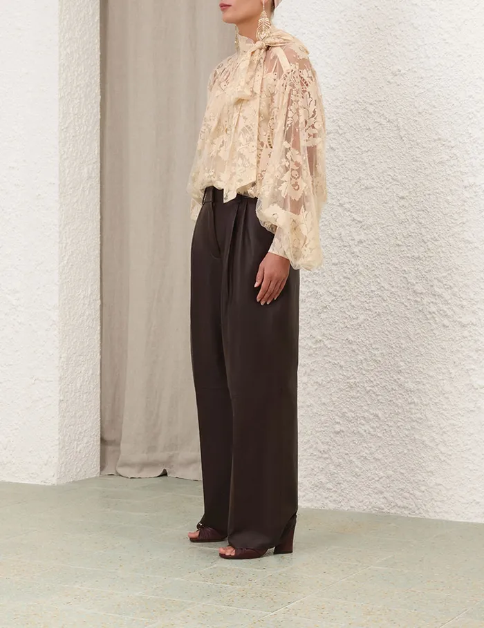 Women Zimmermann Shorts and Pants Illustration Leather Pant Mahogany