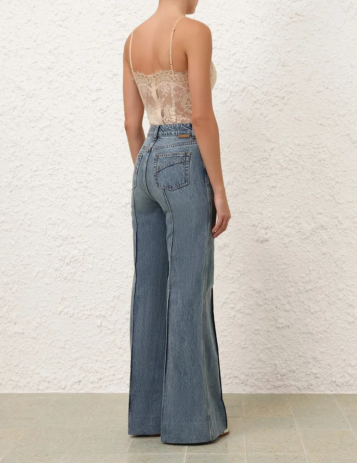 Women Zimmermann Shorts and Pants Illustration Wide Leg Jean Neptune