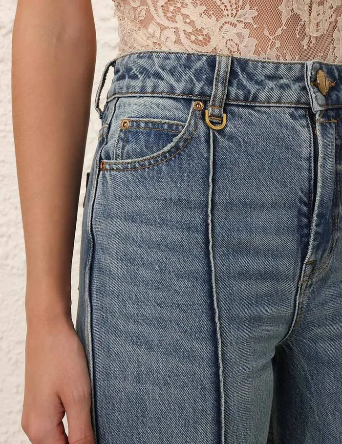 Women Zimmermann Shorts and Pants Illustration Wide Leg Jean Neptune