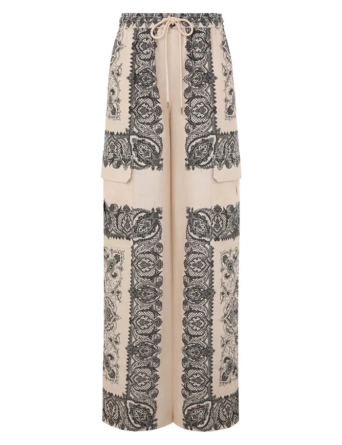 Women Zimmermann Shorts and Pants Utility Track Pant Tea Paisley