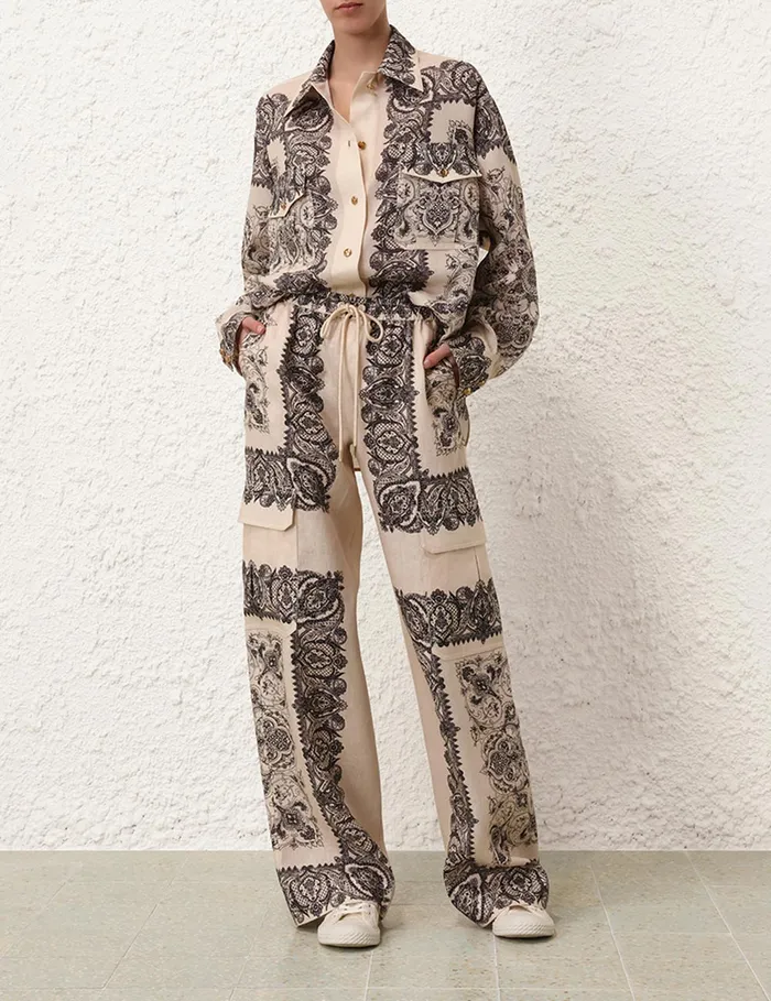 Women Zimmermann Shorts and Pants Utility Track Pant Tea Paisley