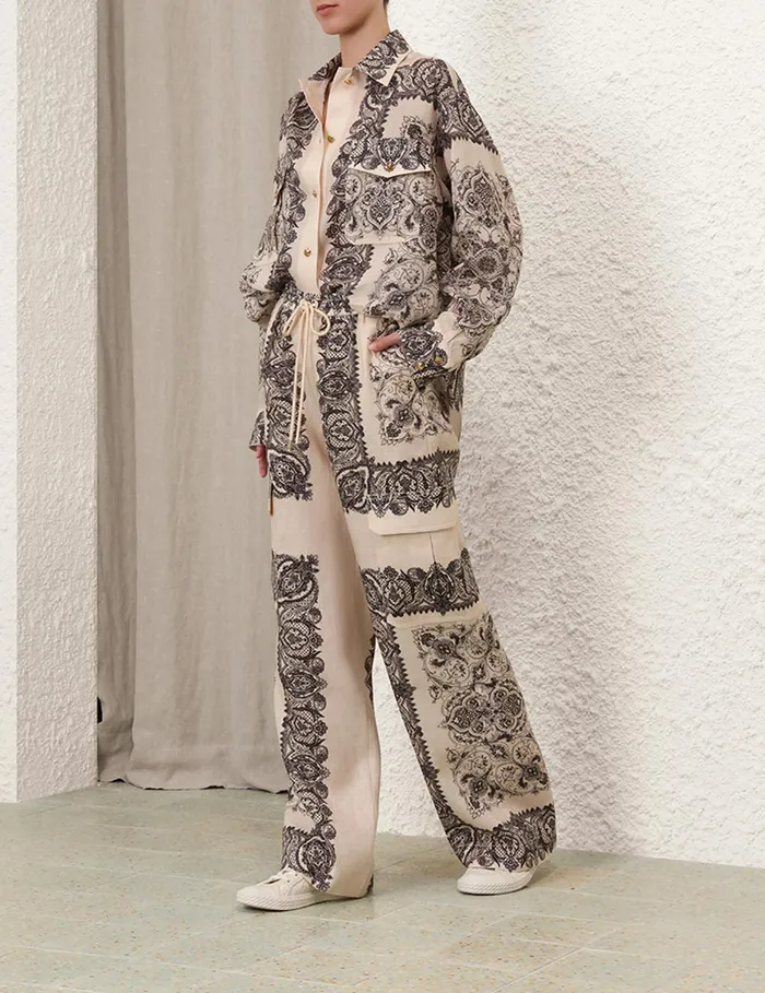 Women Zimmermann Shorts and Pants Utility Track Pant Tea Paisley