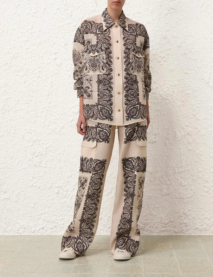 Women Zimmermann Shorts and Pants Utility Track Pant Tea Paisley