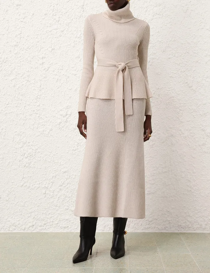 Women Zimmermann Skirts Illustration Paneled Rib Skirt Cream