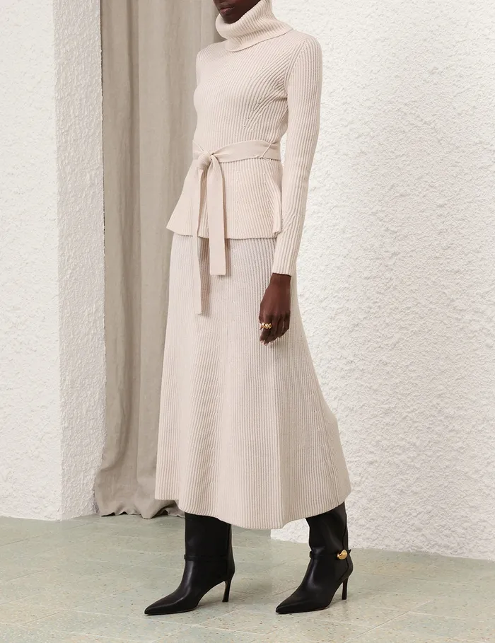 Women Zimmermann Skirts Illustration Paneled Rib Skirt Cream