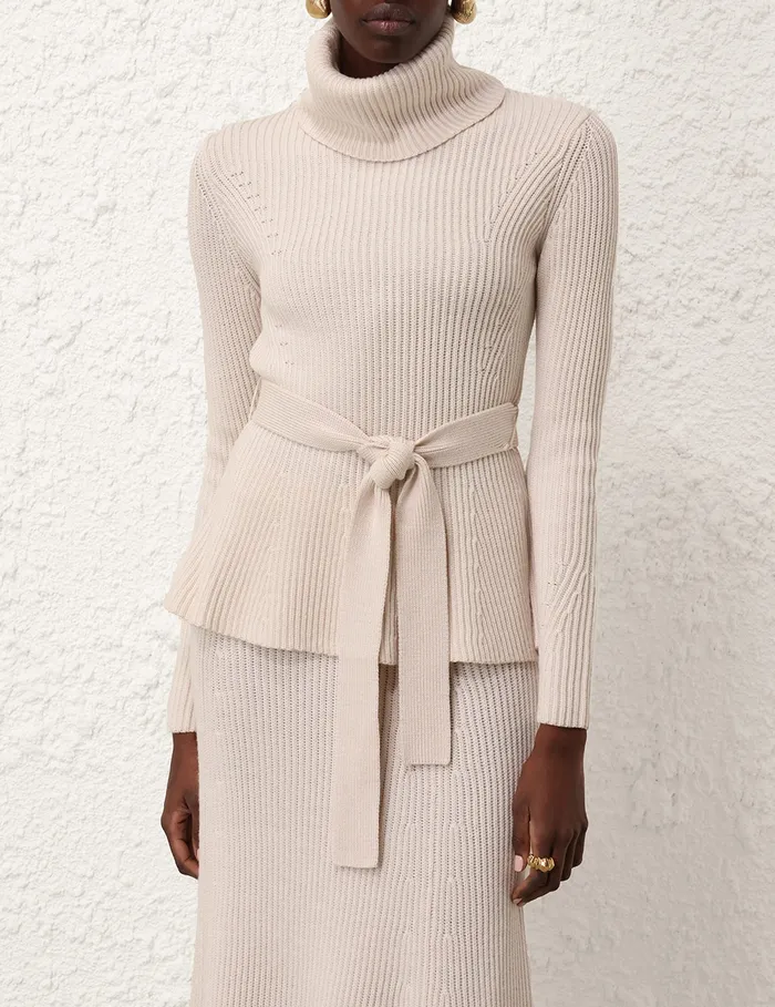 Women Zimmermann Skirts Illustration Paneled Rib Skirt Cream