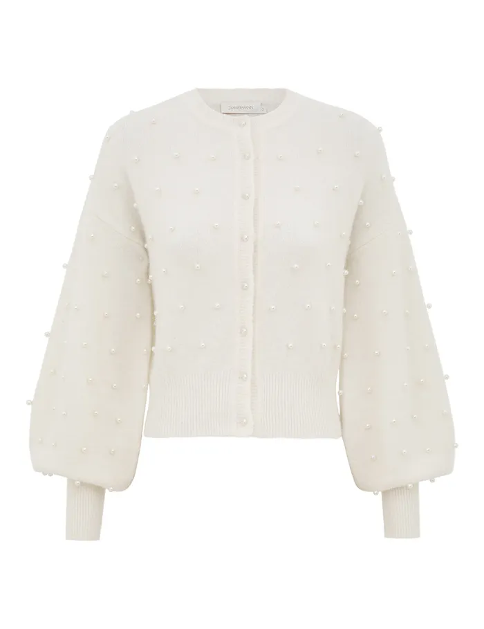 Women Zimmermann Tops Crush Beaded Cardigan Ivorypearl