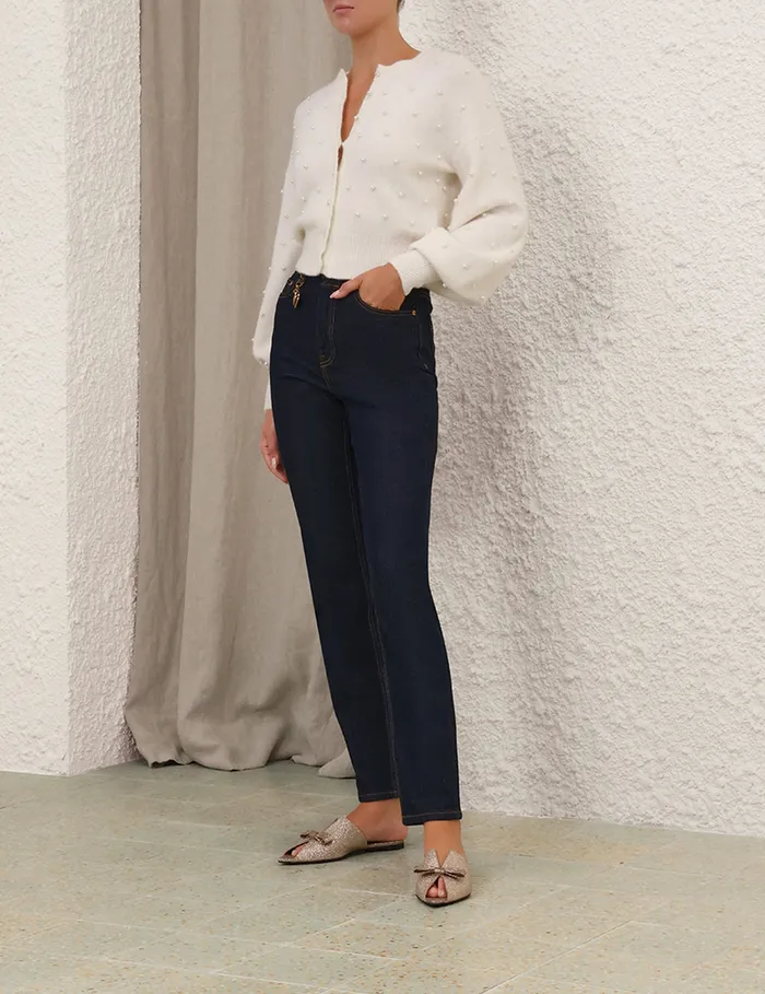 Women Zimmermann Tops Crush Beaded Cardigan Ivorypearl