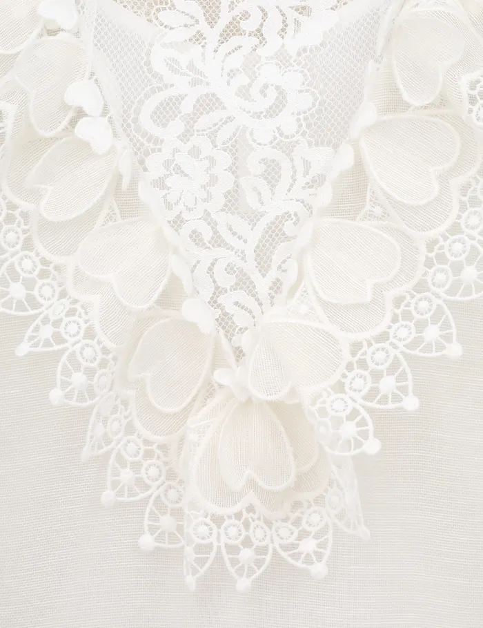 Women Zimmermann Tops Crush Heart Trim Blouse Ivory