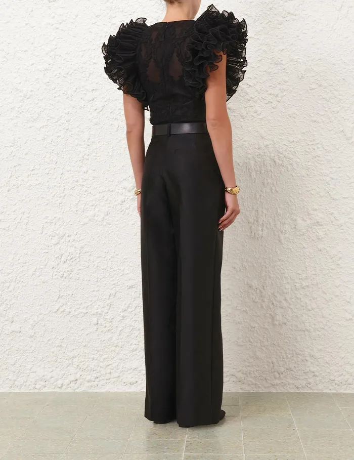 Women Zimmermann Tops Crush Lace Frill Bodice Black
