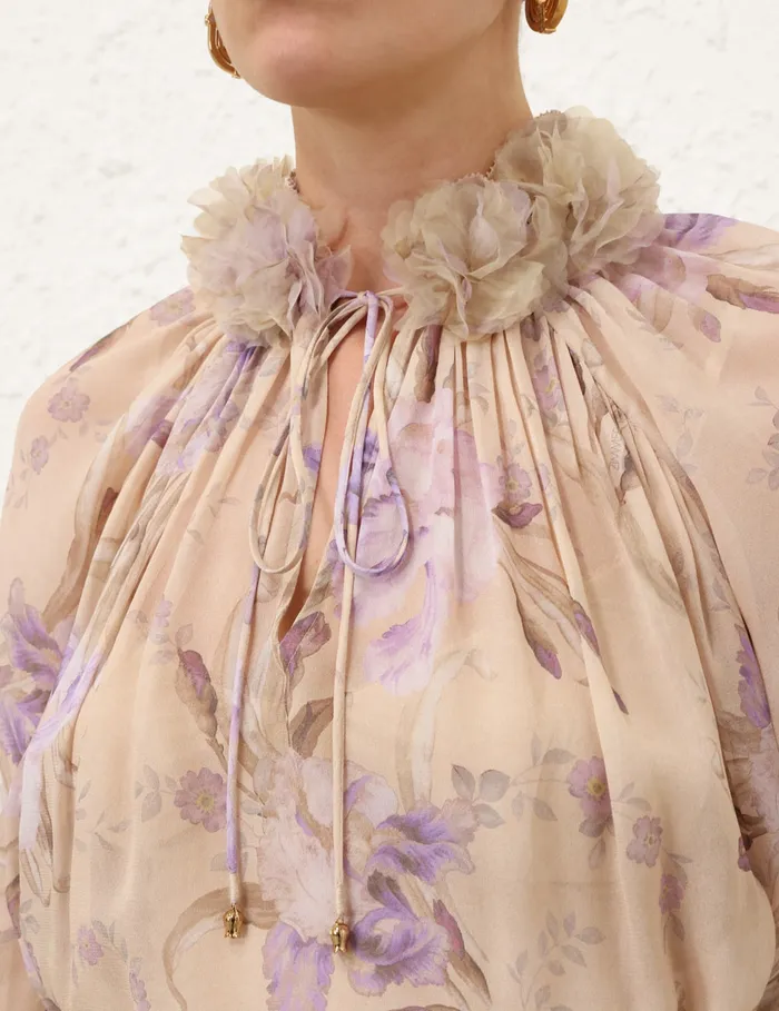 Women Zimmermann Tops Eden Billow Blouse Natural Iris