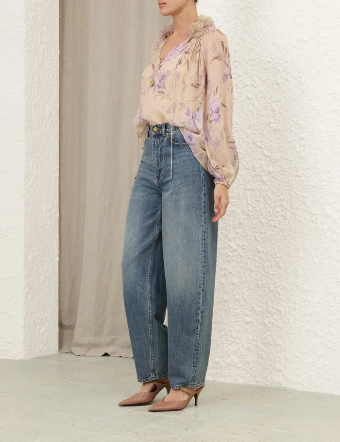 Women Zimmermann Tops Eden Billow Blouse Natural Iris