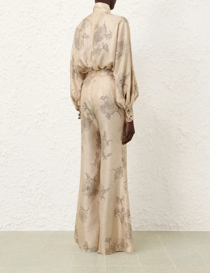 Women Zimmermann Tops Eden Tie Neck Blouse Tea Sketch
