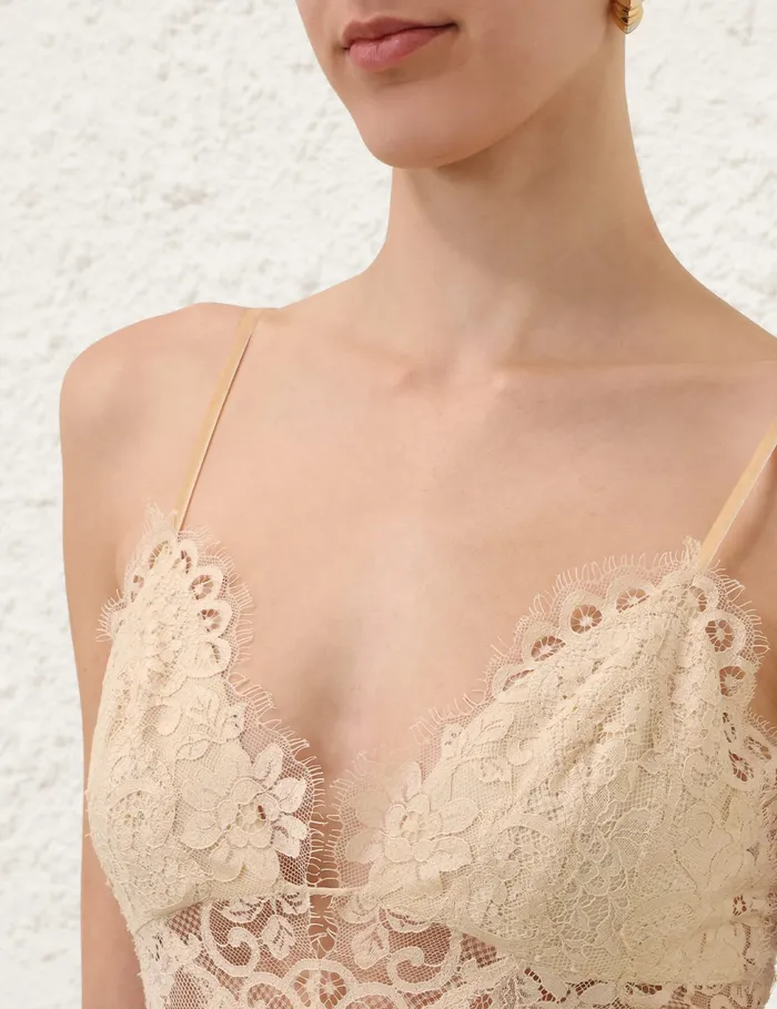 Women Zimmermann Tops Illustration Lace Teddy Cream