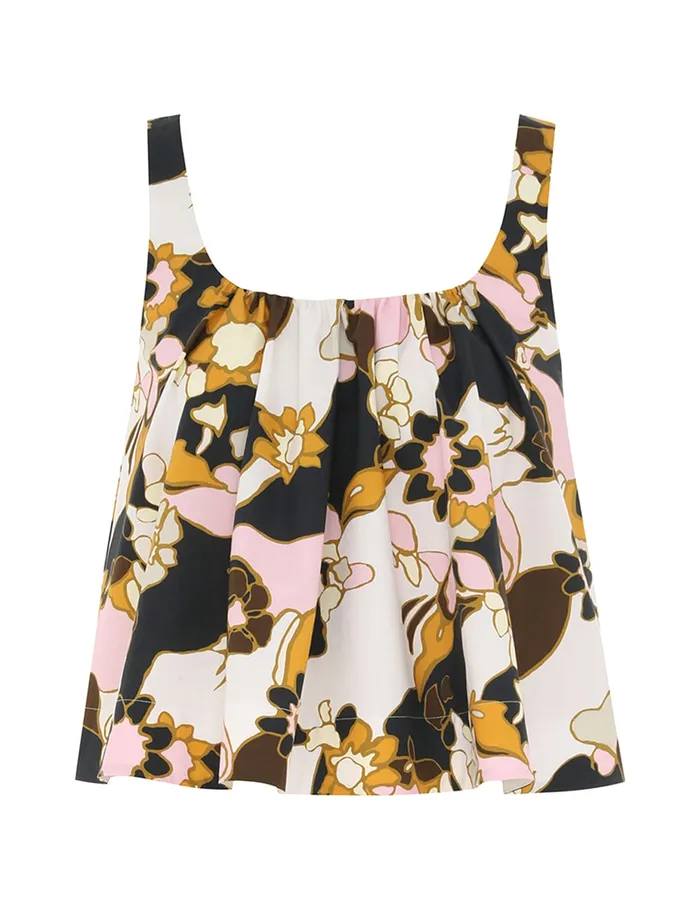 Women Zimmermann Tops Maxine Cropped Cami Yellow Kaleidoscope Floral