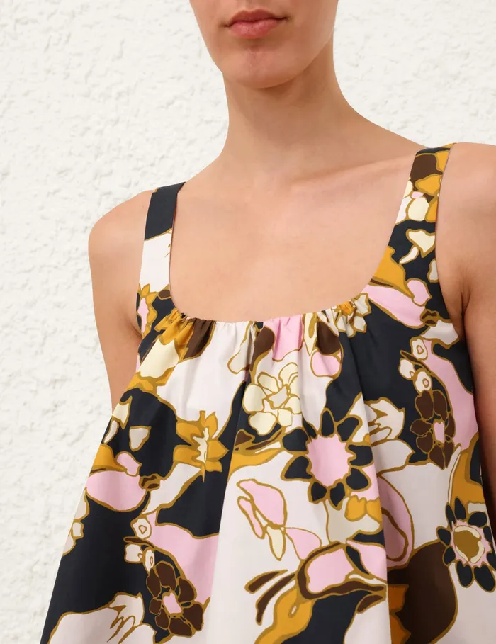 Women Zimmermann Tops Maxine Cropped Cami Yellow Kaleidoscope Floral
