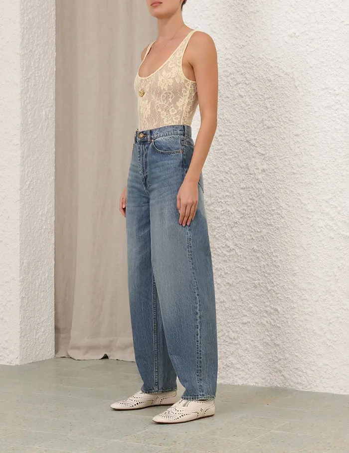 Women Zimmermann Tops Scoop Neck Bodysuit Tea