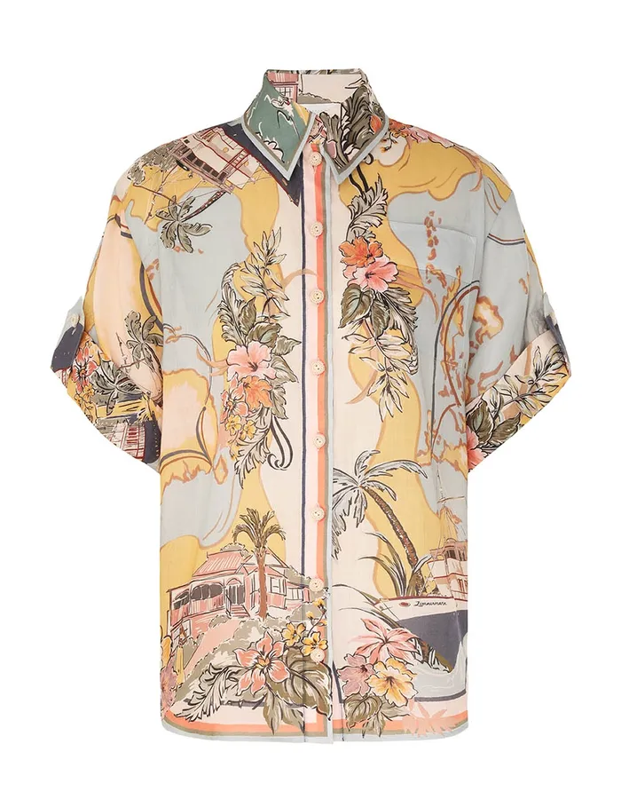 Women Zimmermann Tops Tallow Relaxed Shirt Nautical Map
