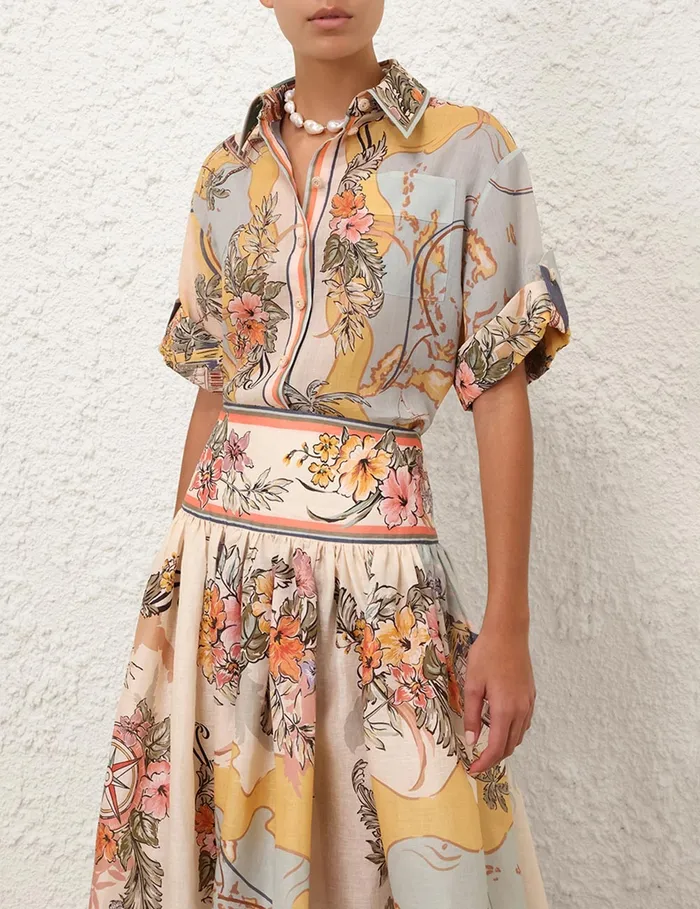 Women Zimmermann Tops Tallow Relaxed Shirt Nautical Map