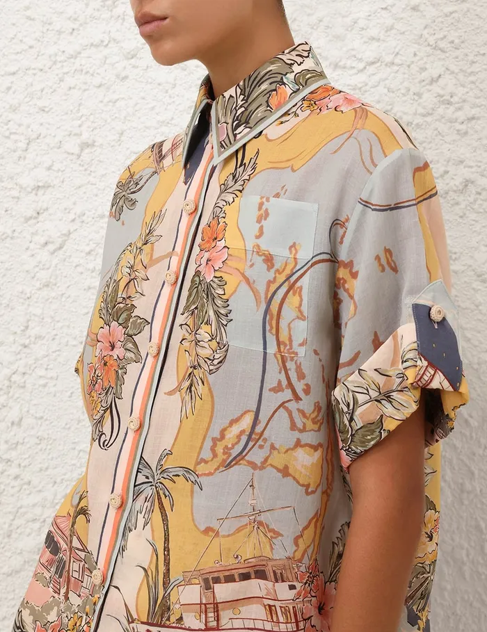 Women Zimmermann Tops Tallow Relaxed Shirt Nautical Map