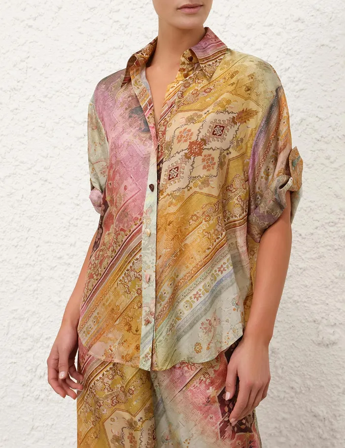 Women Zimmermann Tops Tallow Relaxed Shirt Ombre Multi