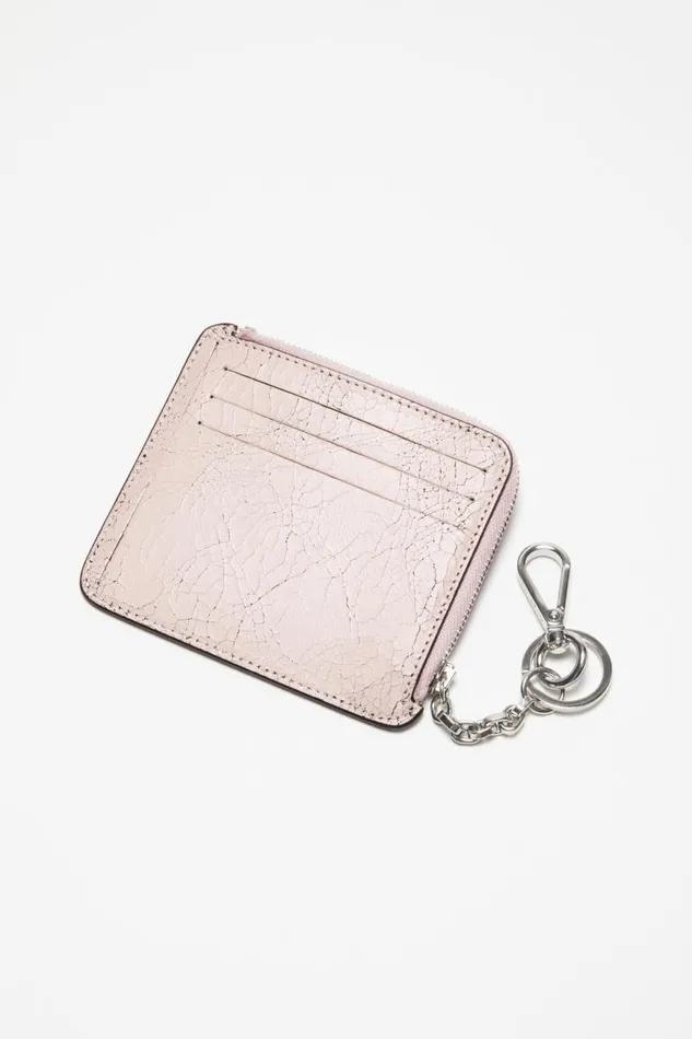 Women Zip Leather Wallet Pastel Pink Acne Studios Small Leather Goods