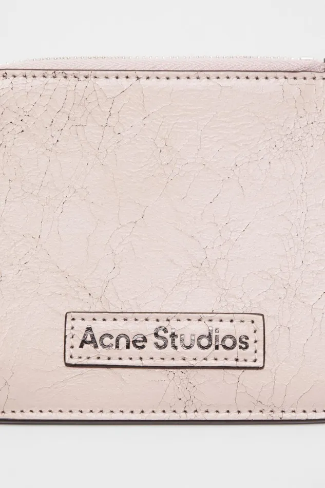 Women Zip Leather Wallet Pastel Pink Acne Studios Small Leather Goods