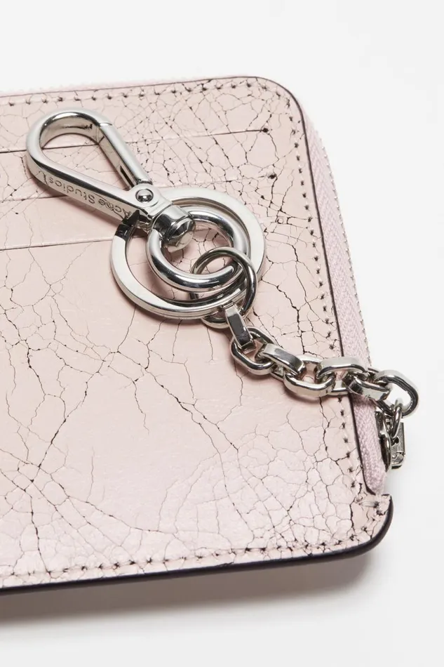 Women Zip Leather Wallet Pastel Pink Acne Studios Small Leather Goods
