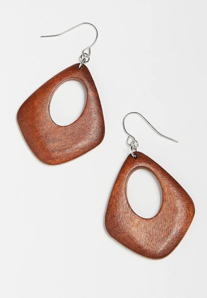 Wooden Cut Out Drop Earrings Women Maurices Jewelry