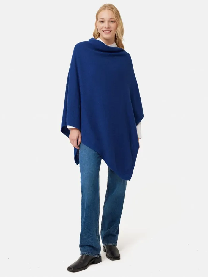Wool Cashmere Blend Drape Poncho Blue Women Jigsaw Knitwear and Cashmere