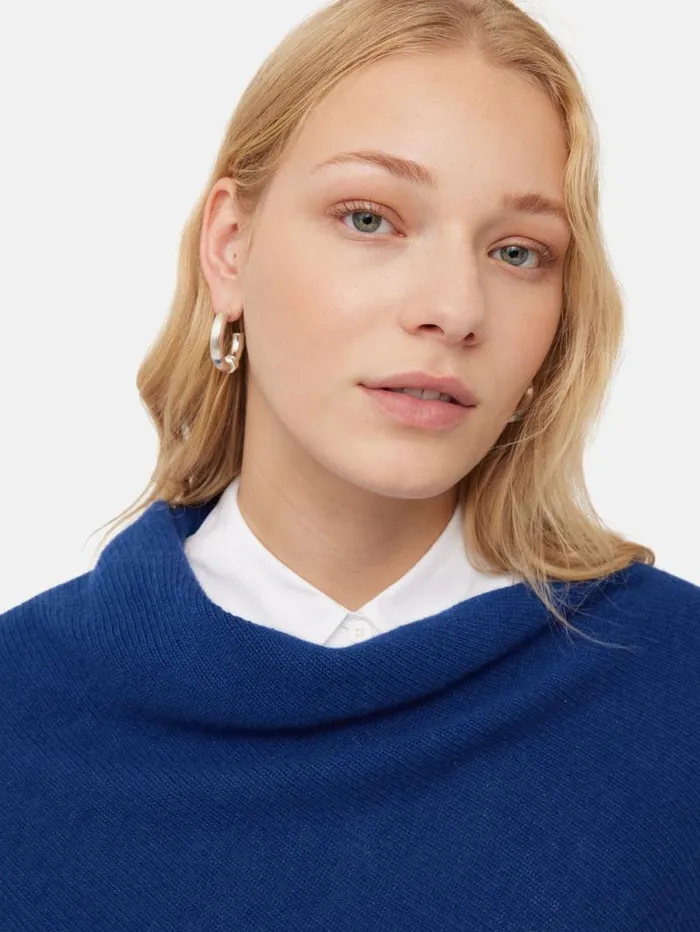Wool Cashmere Blend Drape Poncho Blue Women Jigsaw Knitwear and Cashmere